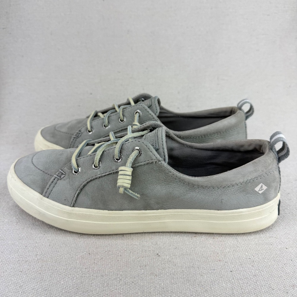 Sperry Crest Vibe Grey Nubuck Leather Sneakers Womens 8.5 STS82398 Boat Shoes - Picture 4 of 13